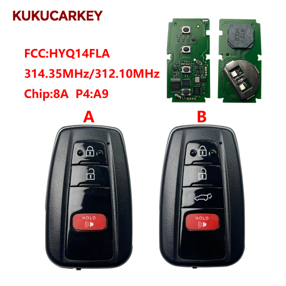 For Toyota 2+1/3+1Buttons RAV4 2021-2025 Smart Keyless Remote Key Fob Board 231451-3450 HYQ14FLA 314.35MHz / 312.10MHz chip：8A P4:A9